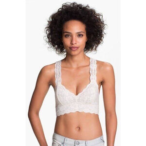 Free People Galloon Lace Racerback Bralette Size M Light Gray